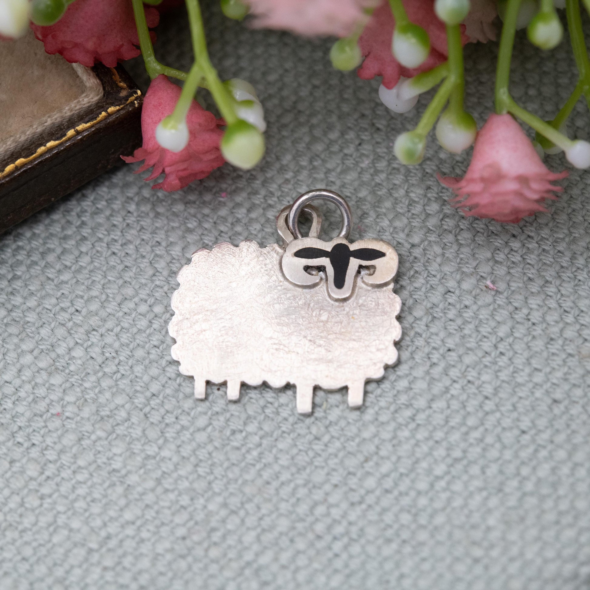 Vintage Sterling Silver Enamel Sheep Charm Pendant 1998 - Scottish Gift for Bracelet Necklace