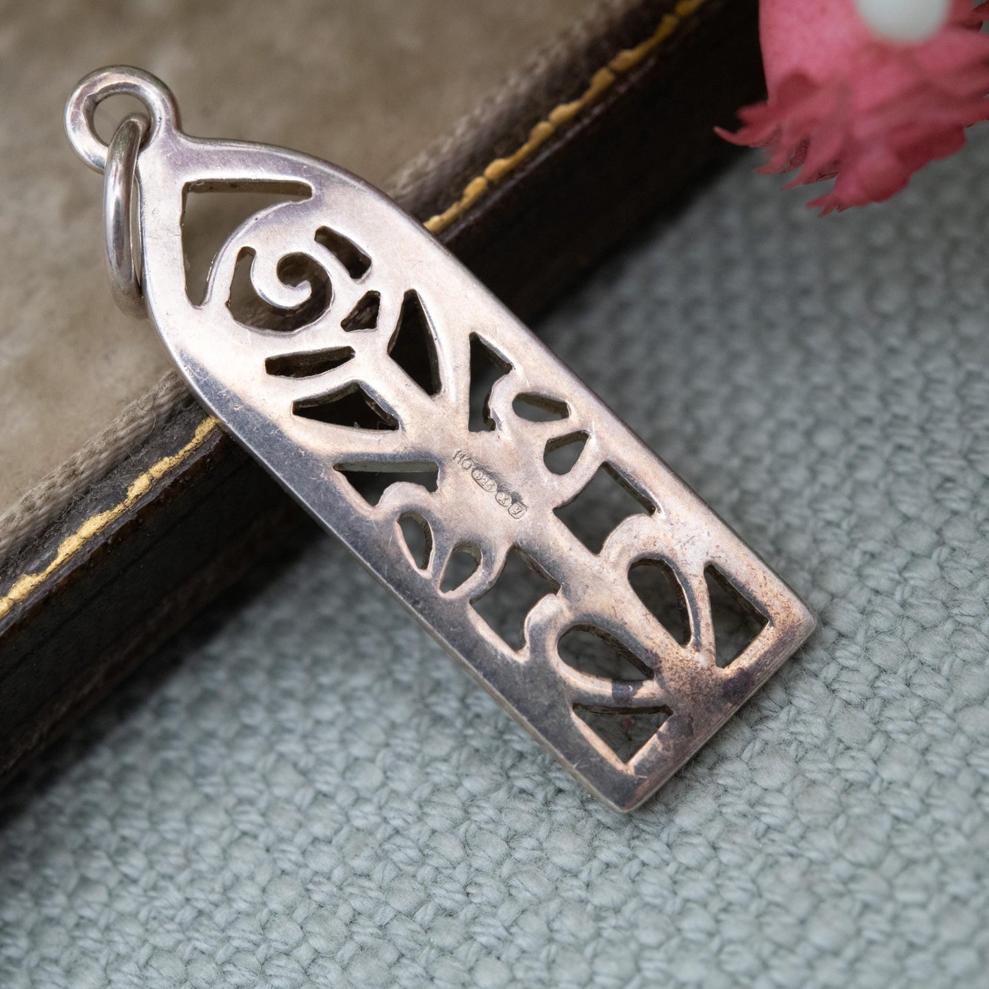 Vintage Sterling Silver Glasgow Rose Flower Openwork Pendant - Celtic Charles Rennie Mackintosh Style
