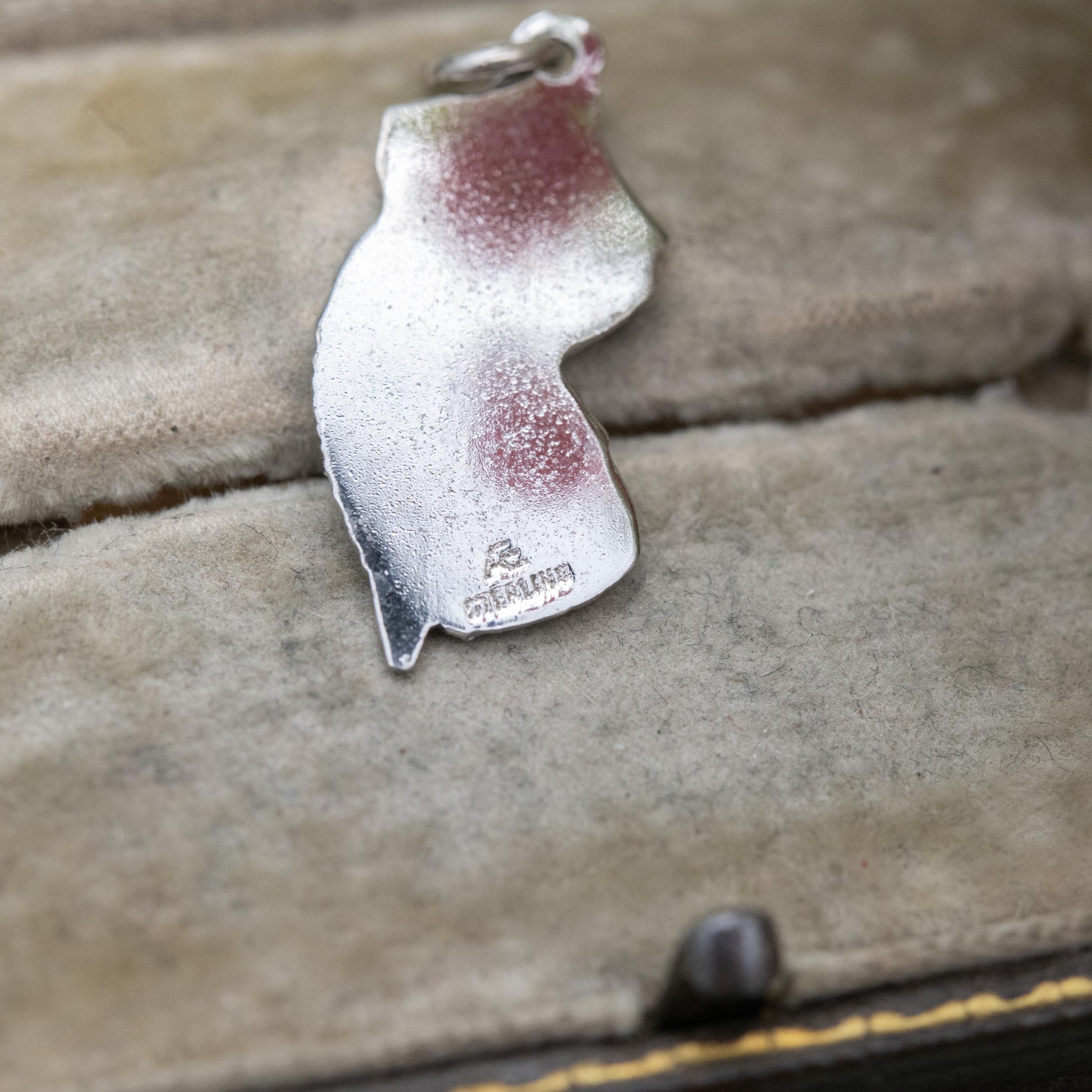 Vintage Sterling Silver Enamel New Jersey Charm Pendant - American State Souvenir Gift for Charm Bracelet
