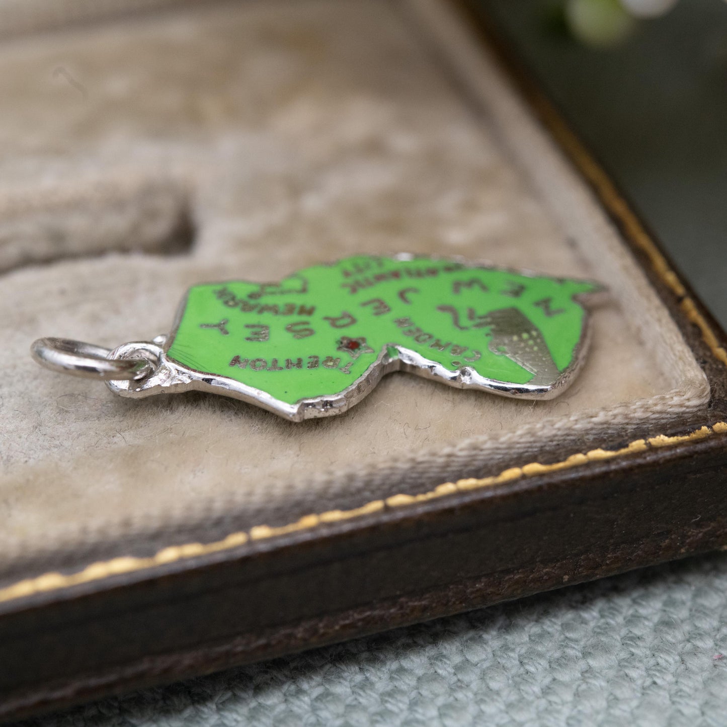 Vintage Sterling Silver Enamel New Jersey Charm Pendant - American State Souvenir Gift for Charm Bracelet