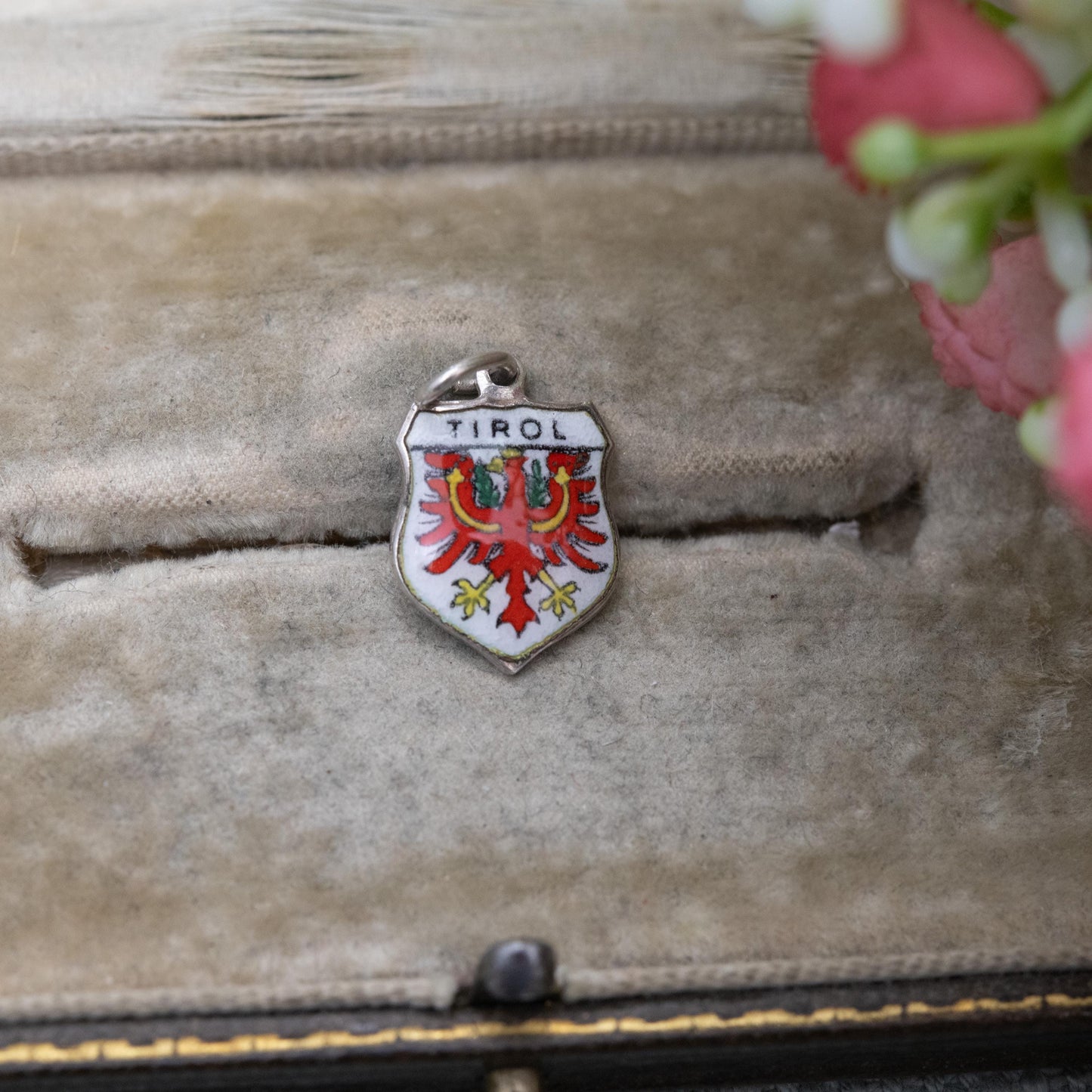 Vintage 800 Silver Enamel Tirol Charm Pendant - Austrian Alps Travel Souvenir Gift for Charm Bracelet