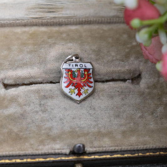 Vintage 800 Silver Enamel Tirol Charm Pendant - Austrian Alps Travel Souvenir Gift for Charm Bracelet