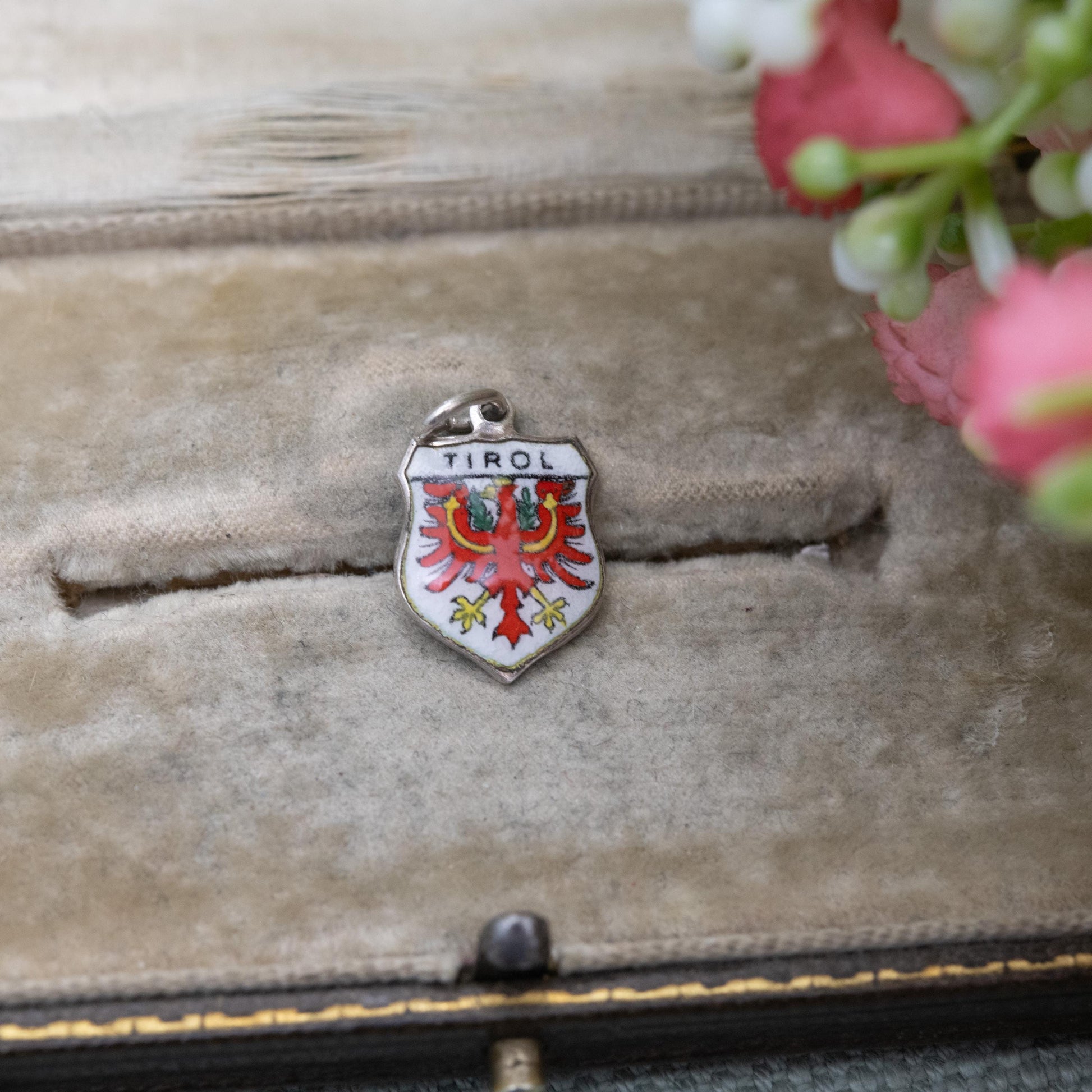 Vintage 800 Silver Enamel Tirol Charm Pendant - Austrian Alps Travel Souvenir Gift for Charm Bracelet