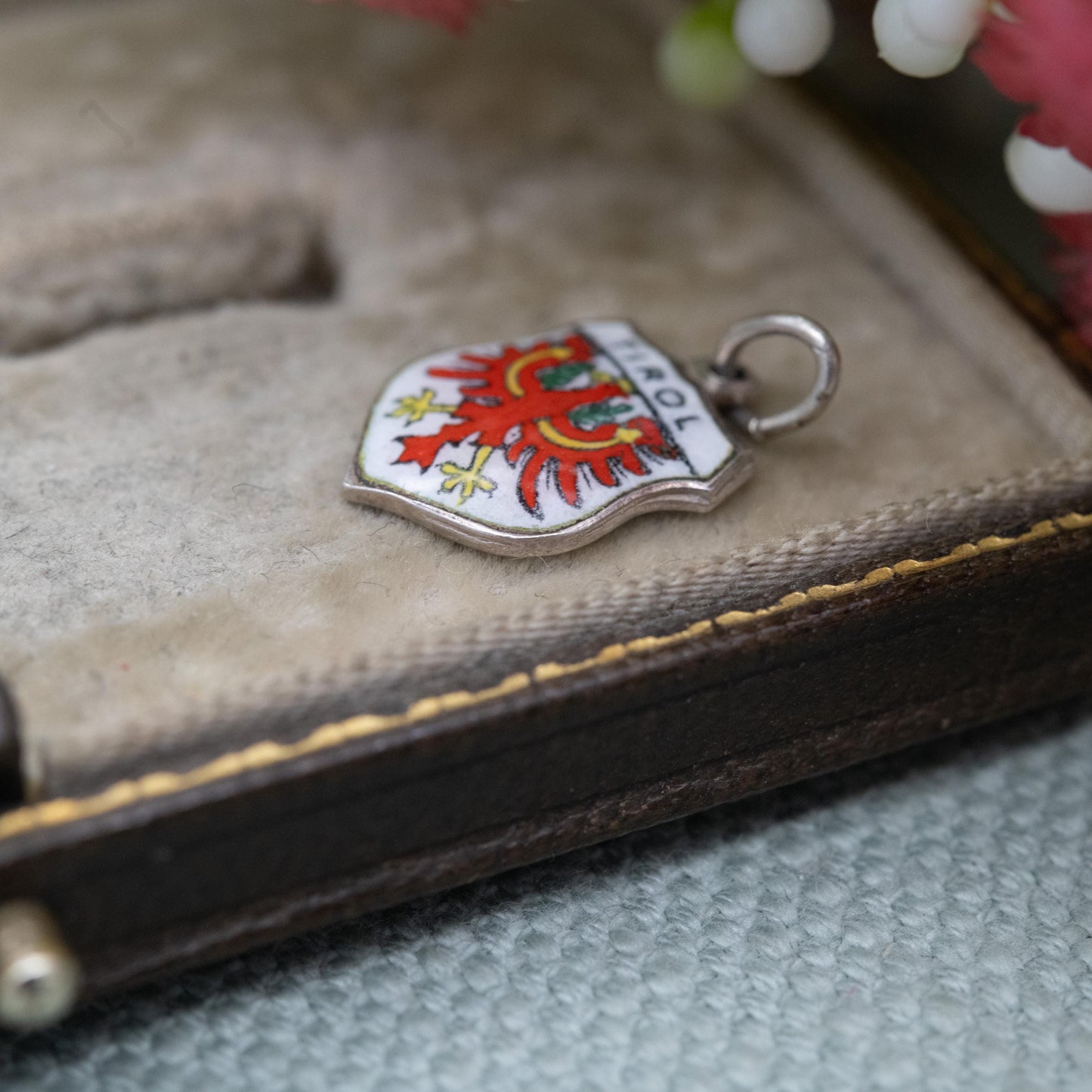 Vintage 800 Silver Enamel Tirol Charm Pendant - Austrian Alps Travel Souvenir Gift for Charm Bracelet