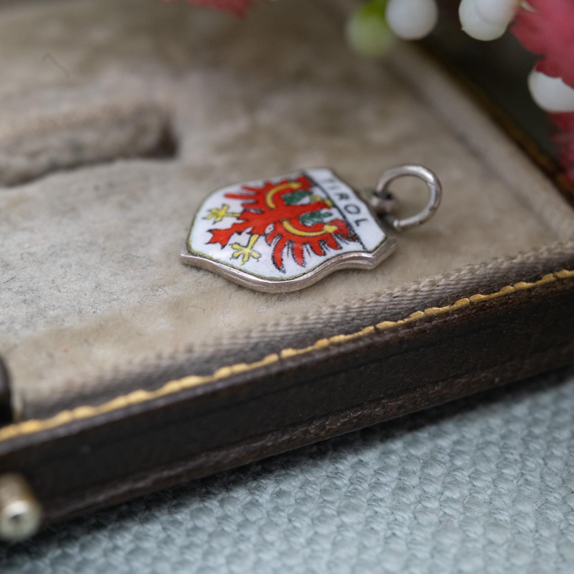Vintage 800 Silver Enamel Tirol Charm Pendant - Austrian Alps Travel Souvenir Gift for Charm Bracelet