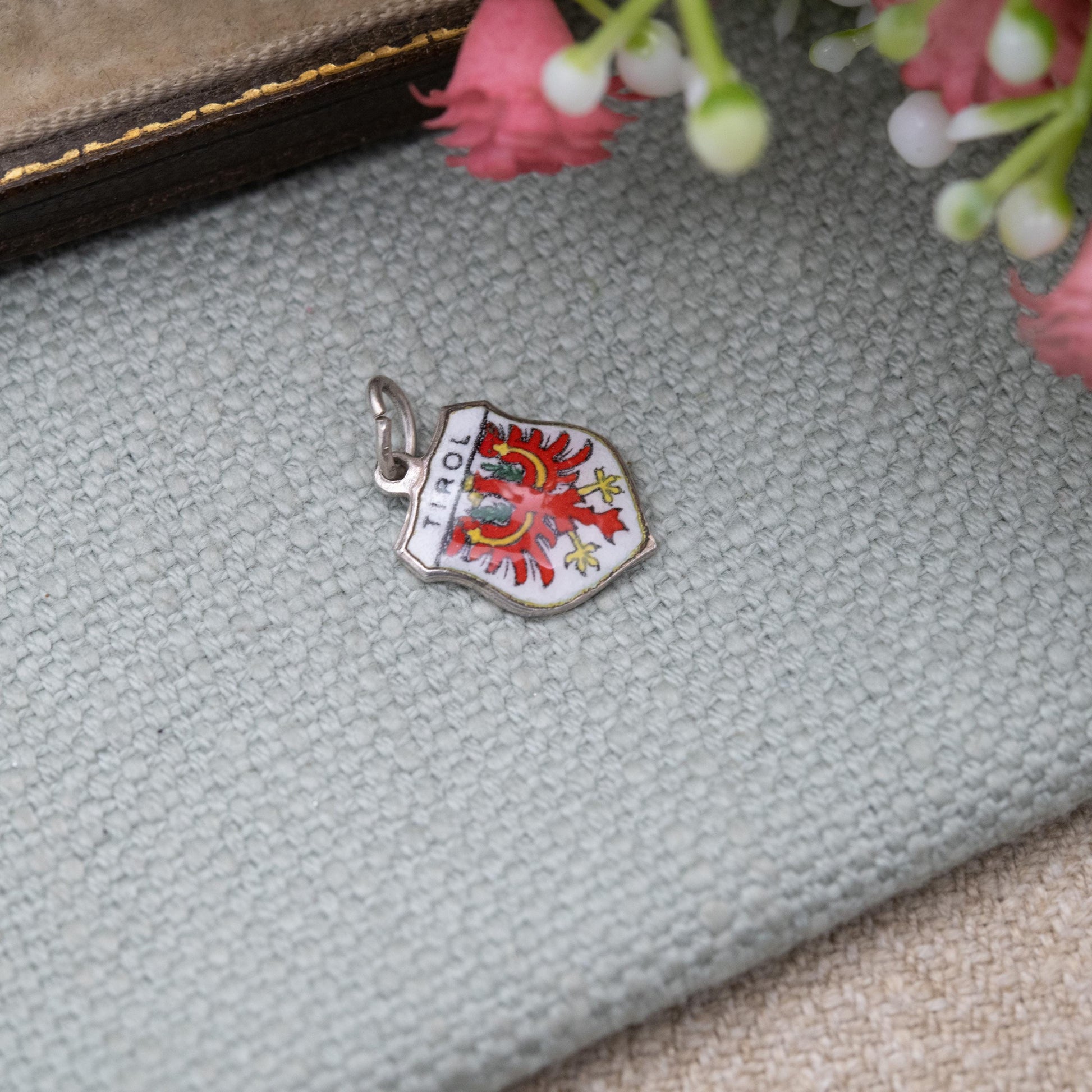 Vintage 800 Silver Enamel Tirol Charm Pendant - Austrian Alps Travel Souvenir Gift for Charm Bracelet