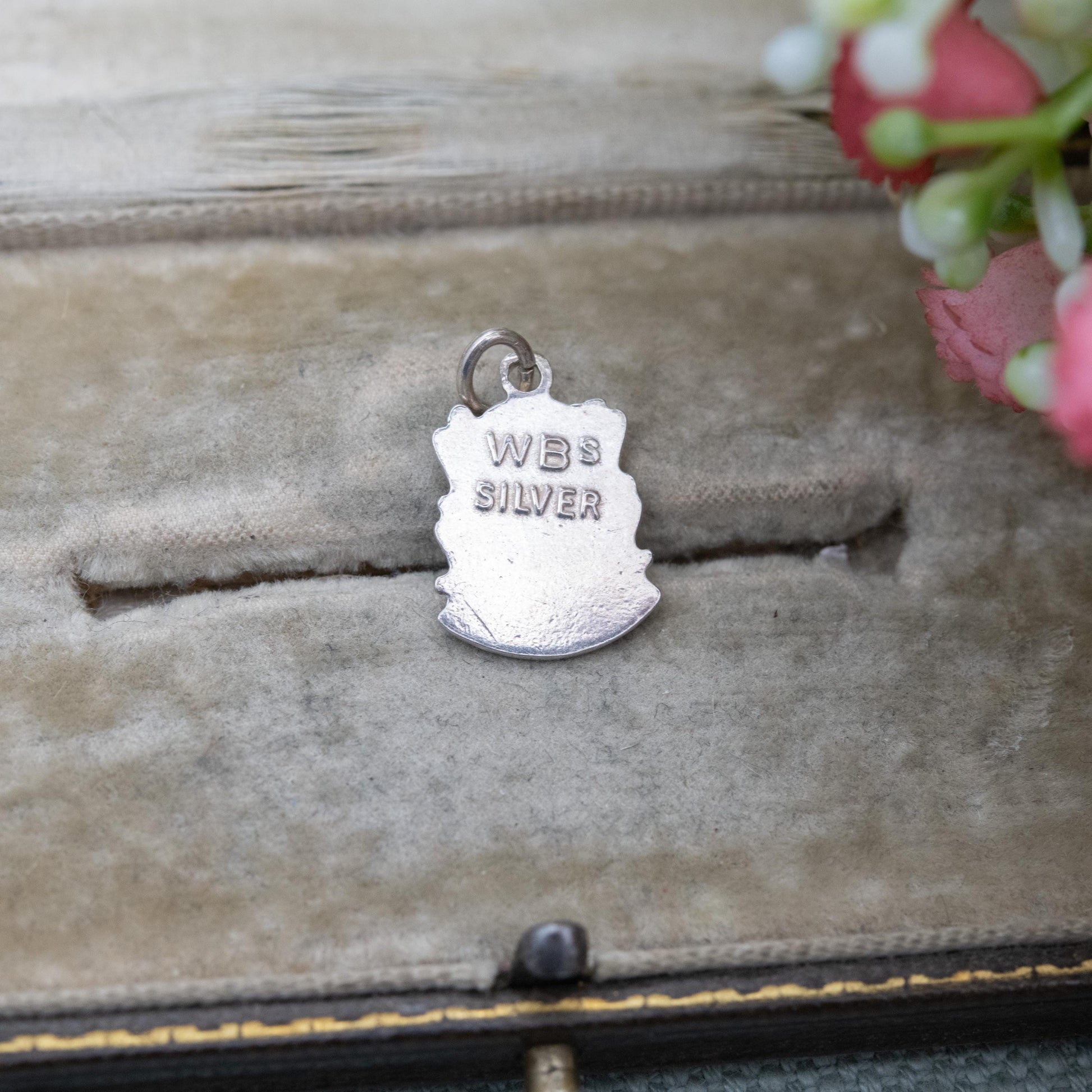 Vintage Silver Enamel Bath Souvenir Shield Charm Pendant - England Souvenir Gift for Charm Bracelet