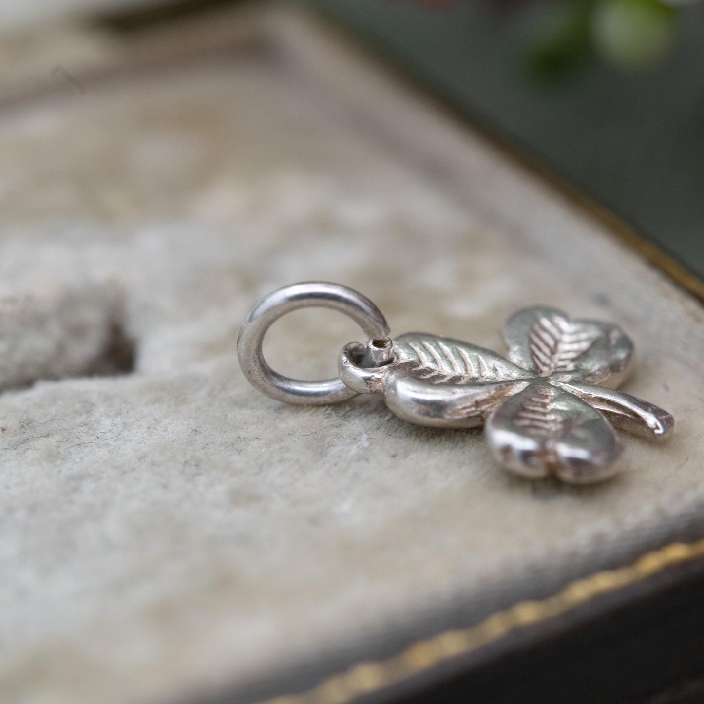 Vintage Silver Shamrock Charm Pendant - Three Leaf Clover Shape | Ireland Souvenir Gift for Charm Bracelet