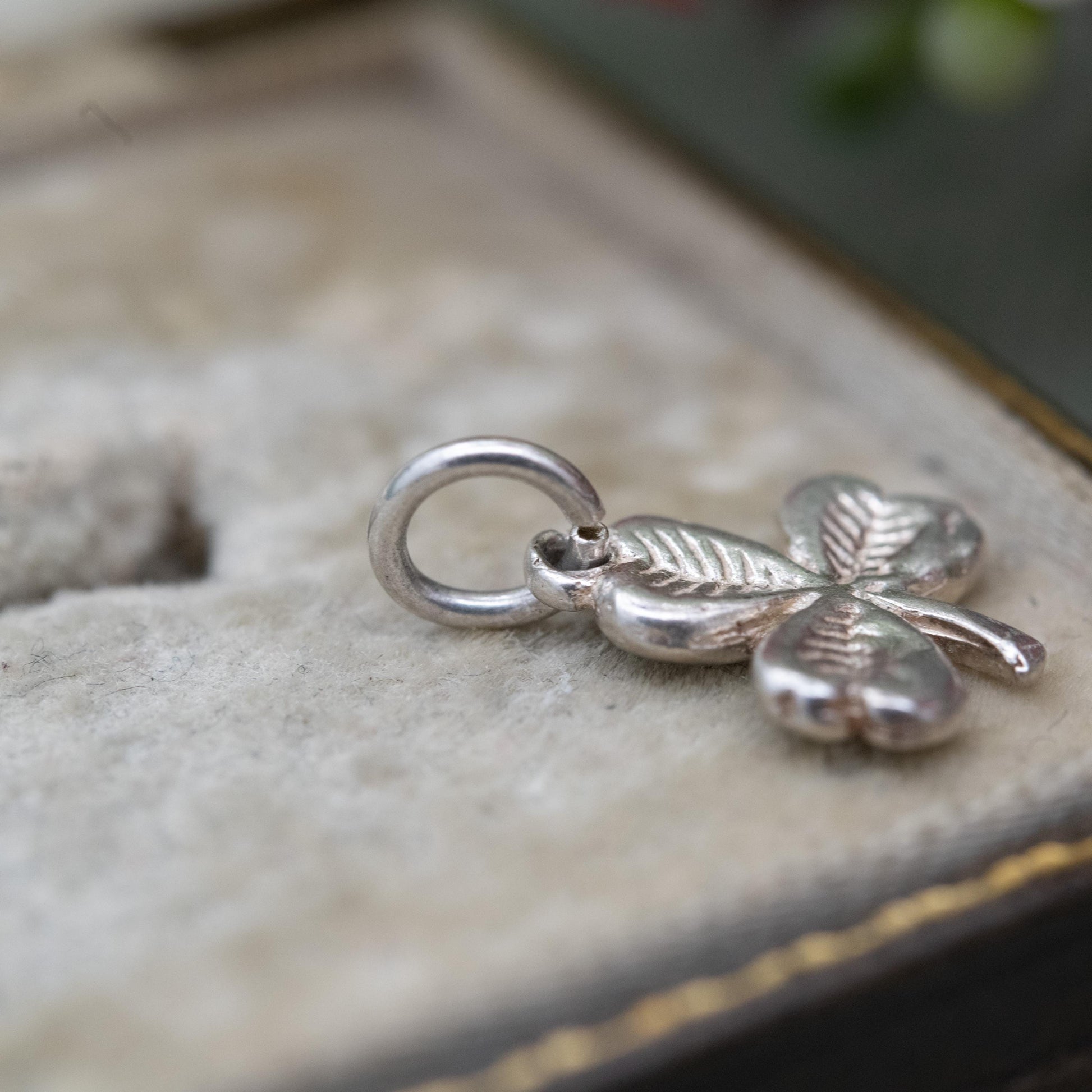Vintage Silver Shamrock Charm Pendant - Three Leaf Clover Shape | Ireland Souvenir Gift for Charm Bracelet
