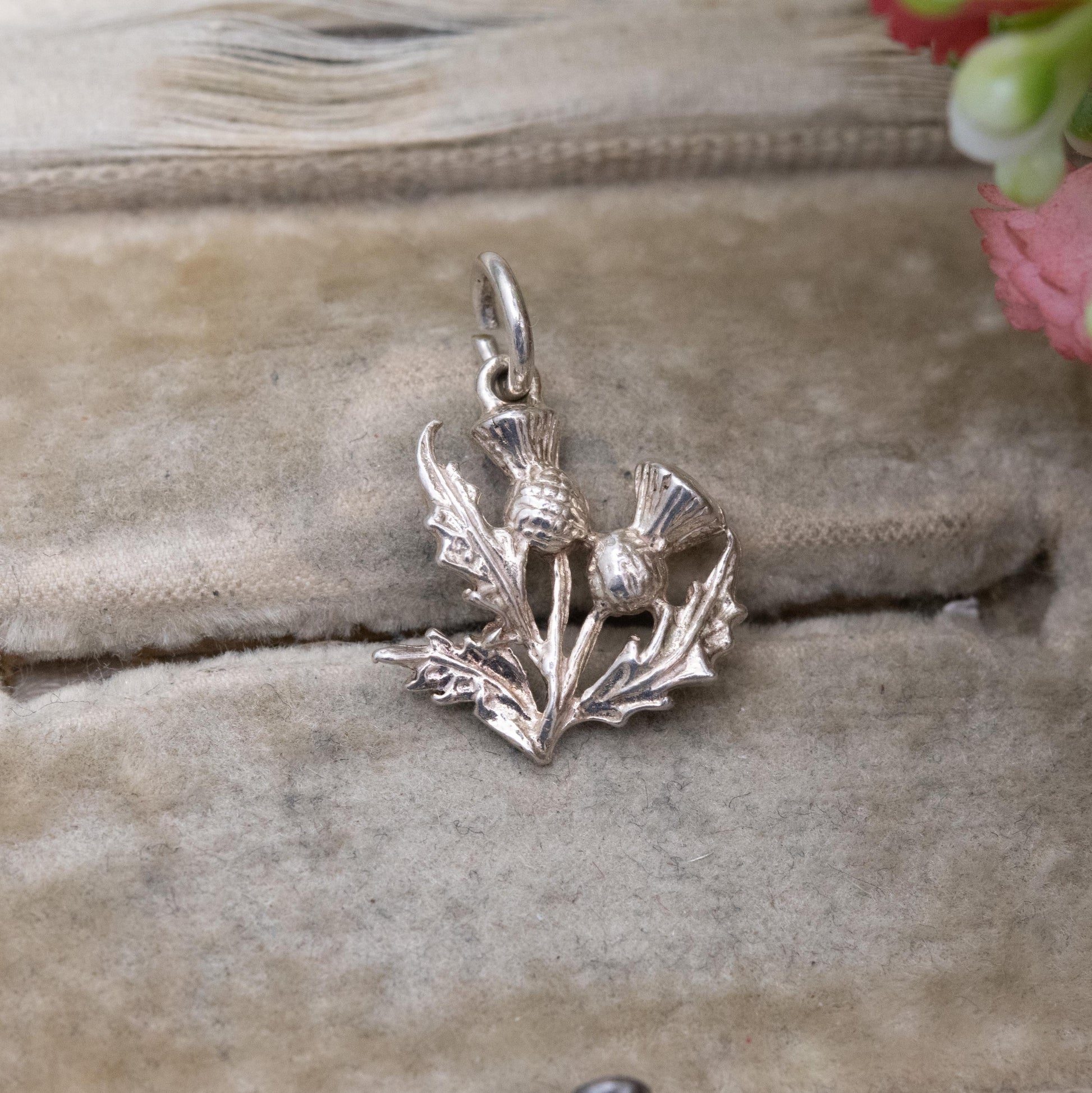 Vintage Silver Scottish Thistle Charm Pendant - Flower of Scotland | Souvenir Gift for Charm Bracelet