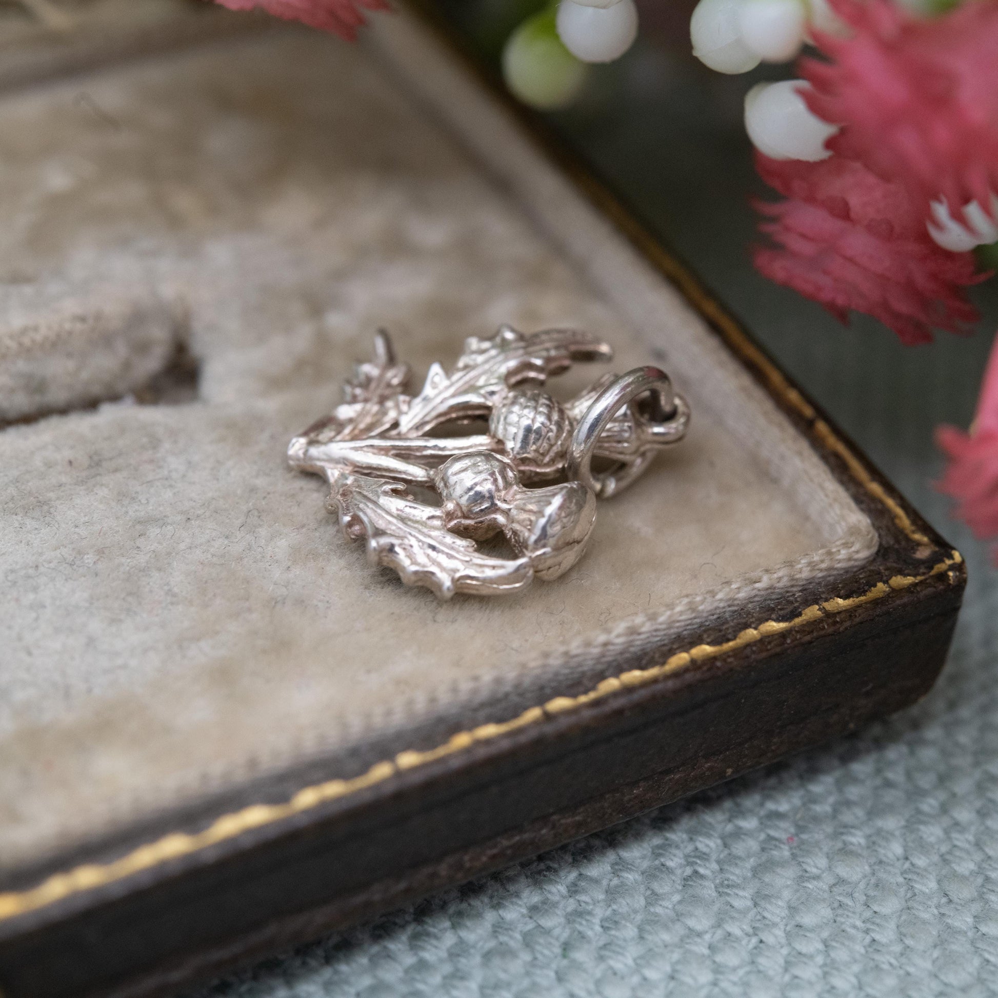 Vintage Silver Scottish Thistle Charm Pendant - Flower of Scotland | Souvenir Gift for Charm Bracelet
