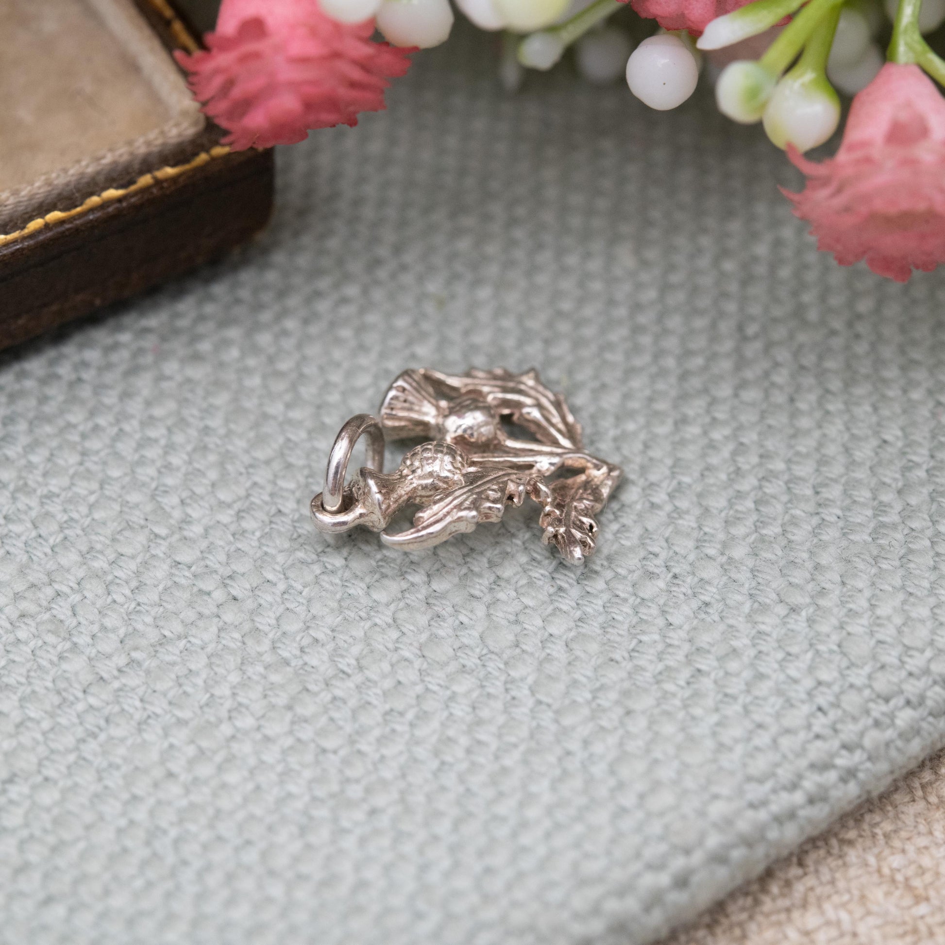 Vintage Silver Scottish Thistle Charm Pendant - Flower of Scotland | Souvenir Gift for Charm Bracelet
