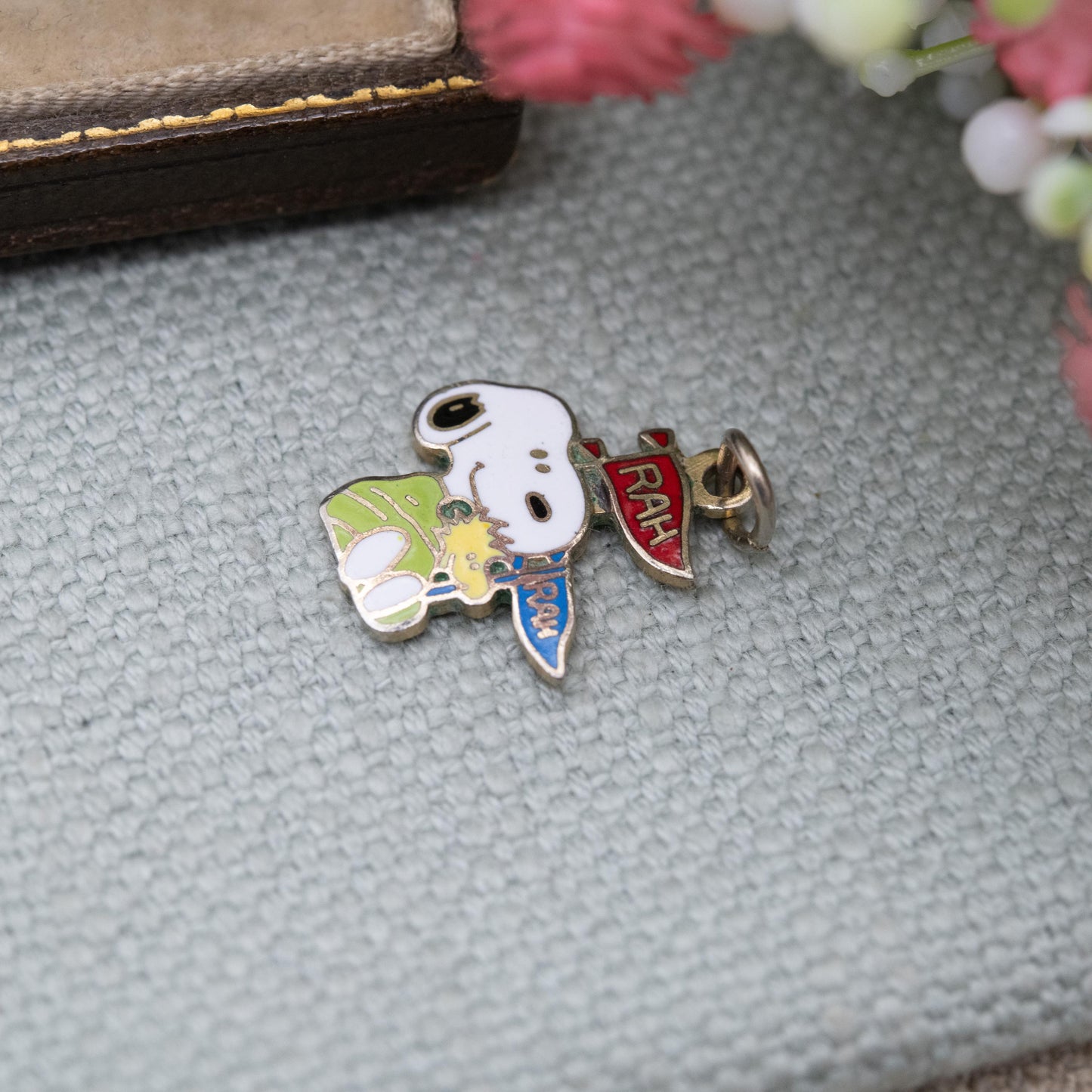 Vintage Enamel Snoopy and Woodstock Charm Pendant - Peanuts Comic Character | Gift for Charm Bracelet