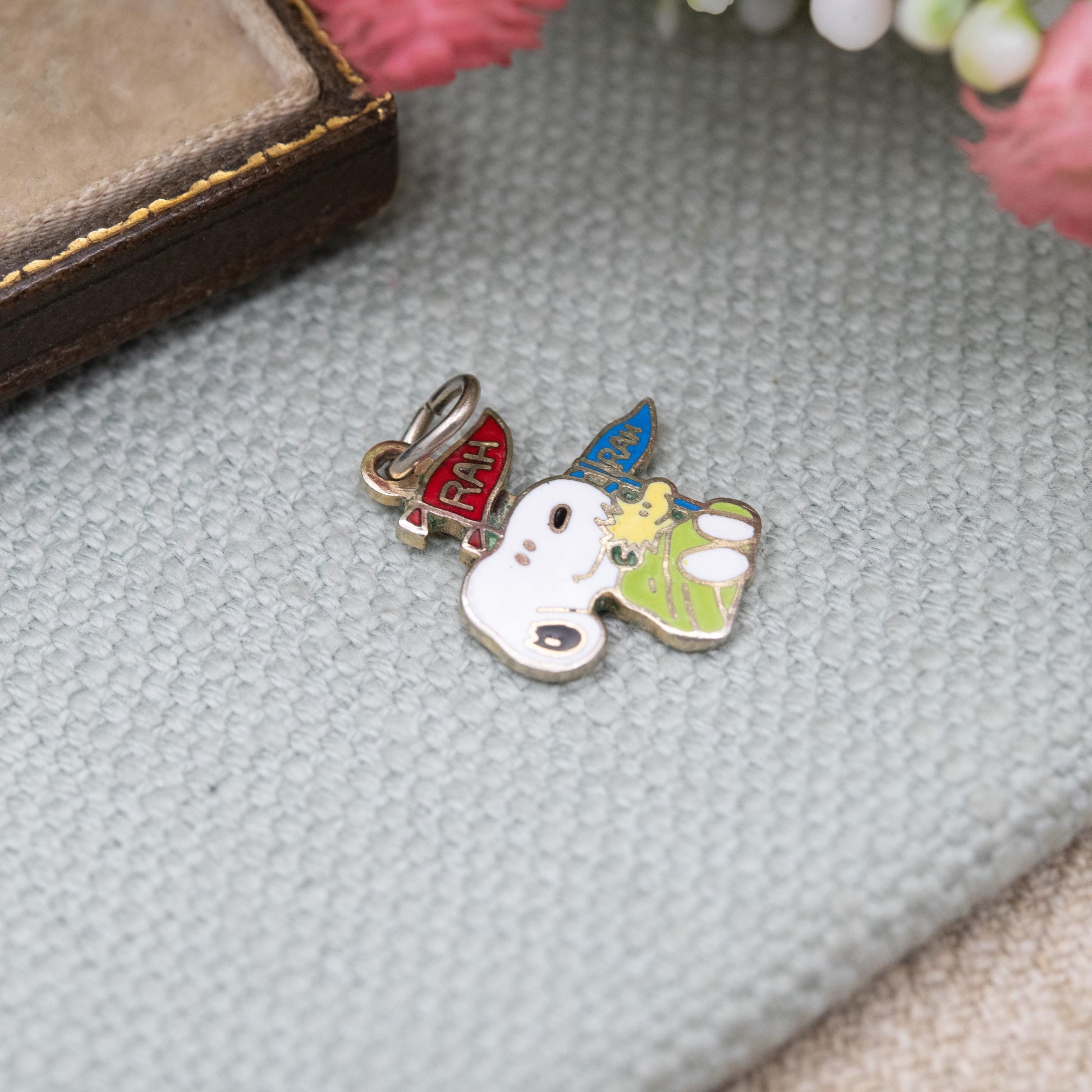 Vintage Enamel Snoopy and Woodstock Charm Pendant - Peanuts Comic Character | Gift for Charm Bracelet