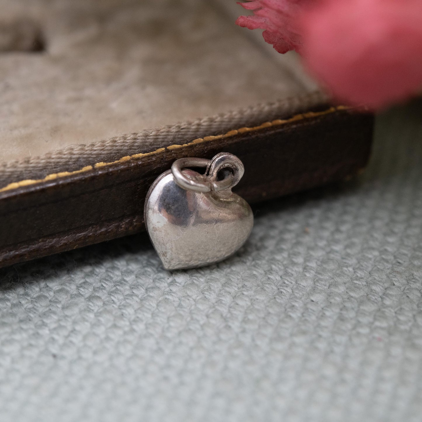 Vintage Silver Love Heart Charm Pendant Charm - Small Puffed Love Heart | Gift for Charm Bracelet