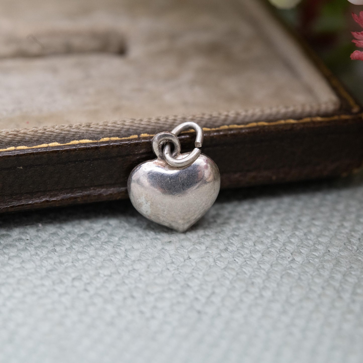 Vintage Silver Love Heart Charm Pendant Charm - Small Puffed Love Heart | Gift for Charm Bracelet