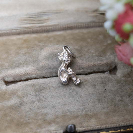 Vintage Silver Cornish Pixie Charm Pendant - Cornwall Folklore Souvenir | Gift for Charm Bracelet Necklace