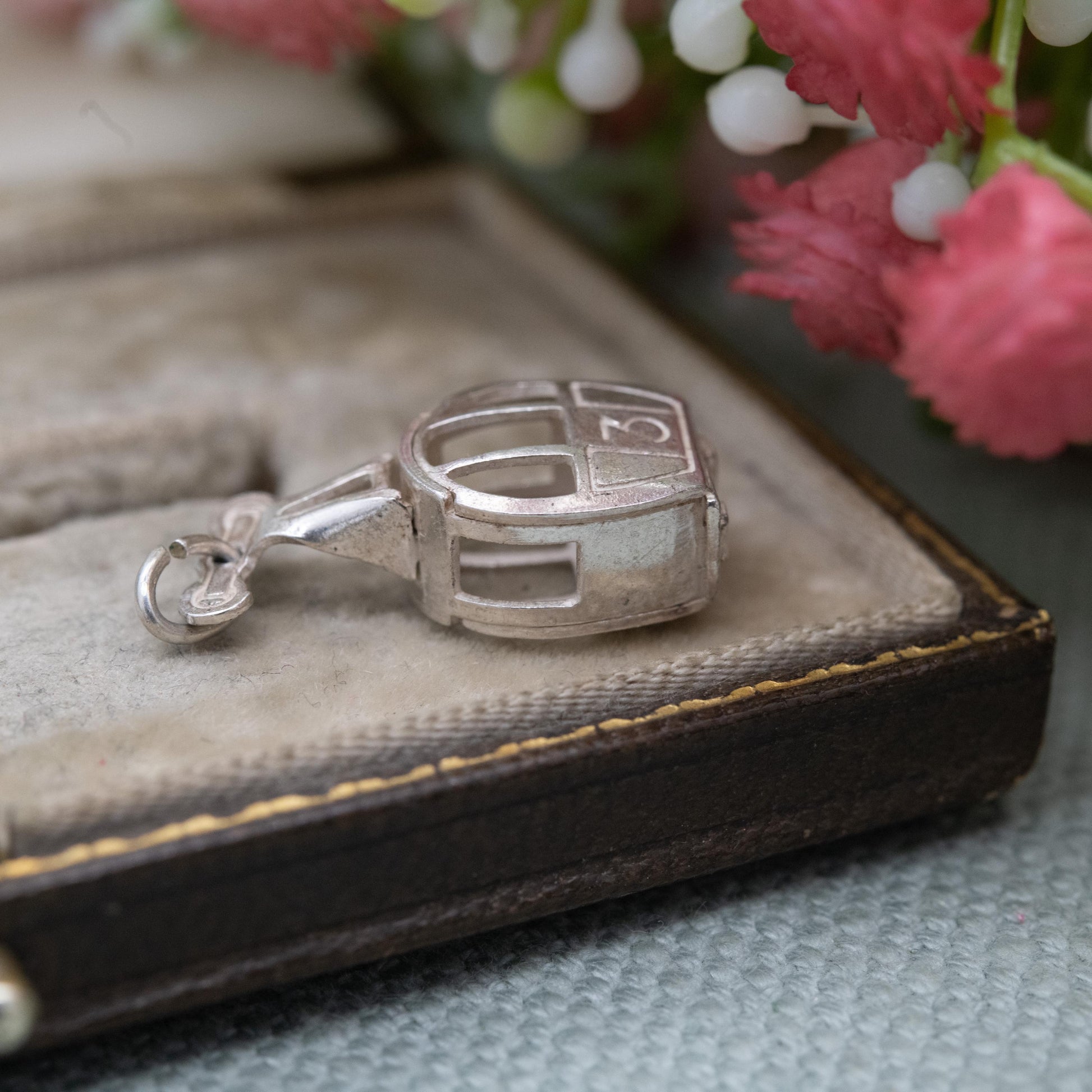 Vintage Silver Swiss Cable Car Charm Pendant - Ski Lift Gondola | Snow Sport | Winter | Gift for Charm Bracelet