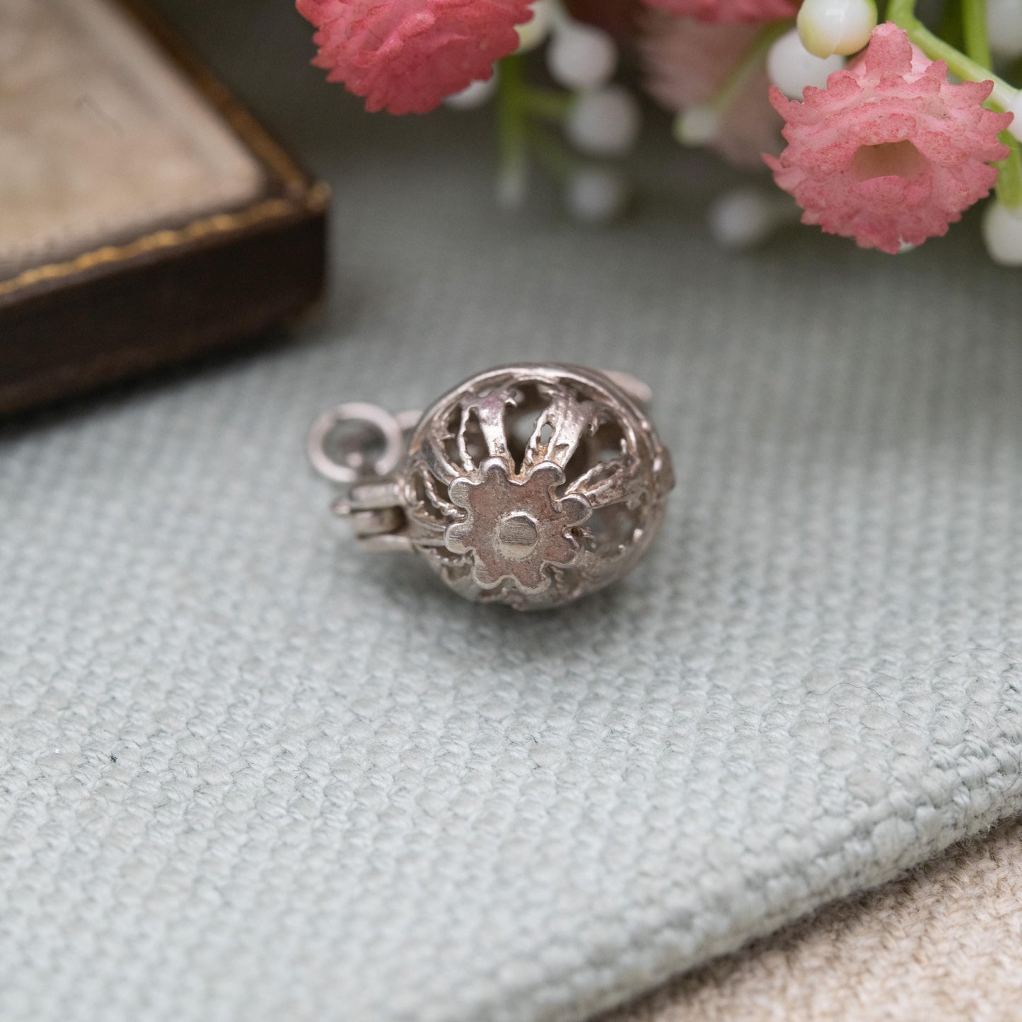 Vintage Silver Opening Jug Charm Pendant - Ornate Openwork Design | Gift for Charm Bracelet