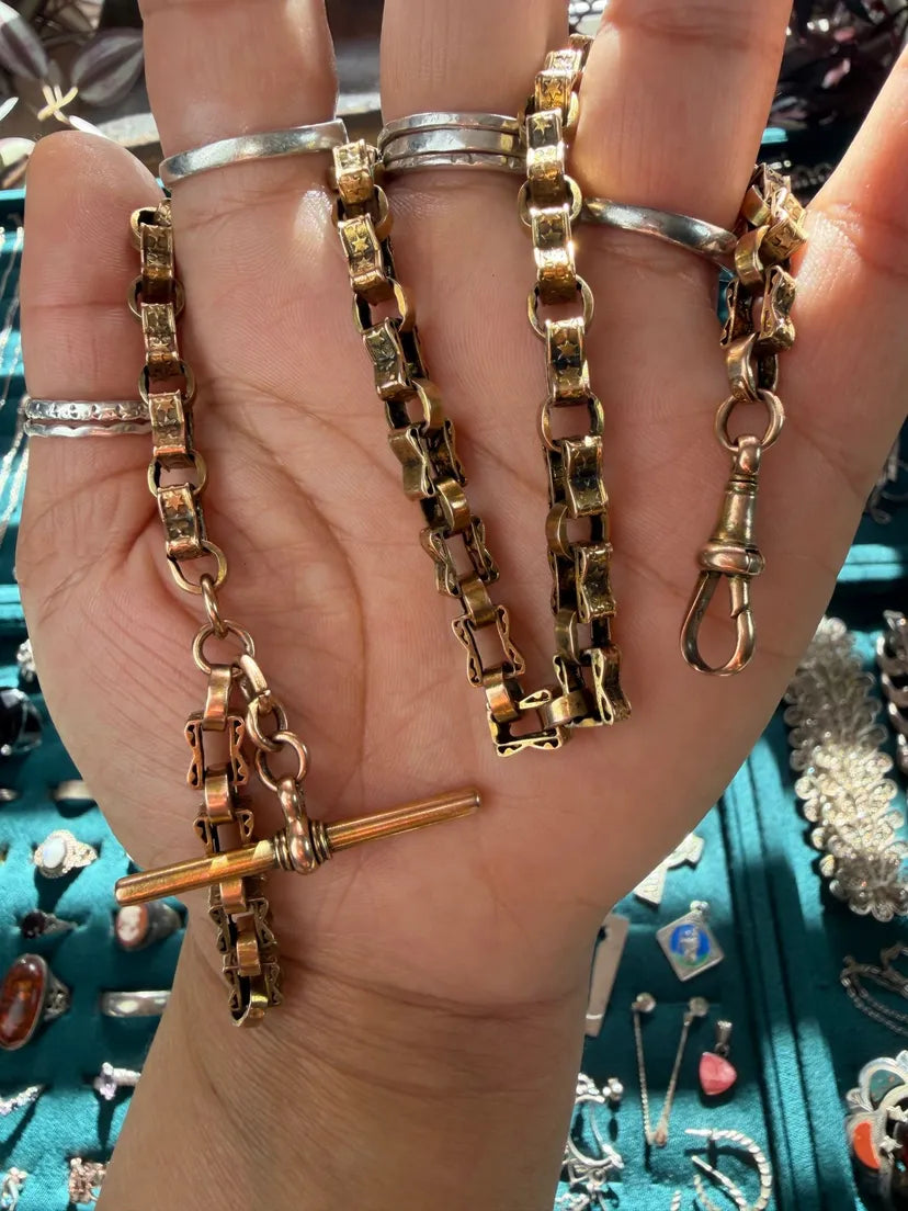 Antique 9ct & 15ct Gold Fancy Link Watch Chains