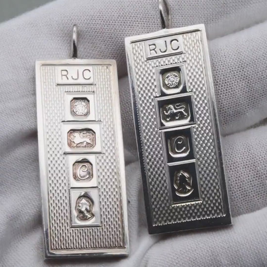 Vintage Sterling Silver Ingot Pendant Necklace 1977 Queen Elizabeth II Silver Jubilee Stamp Pair by RJC