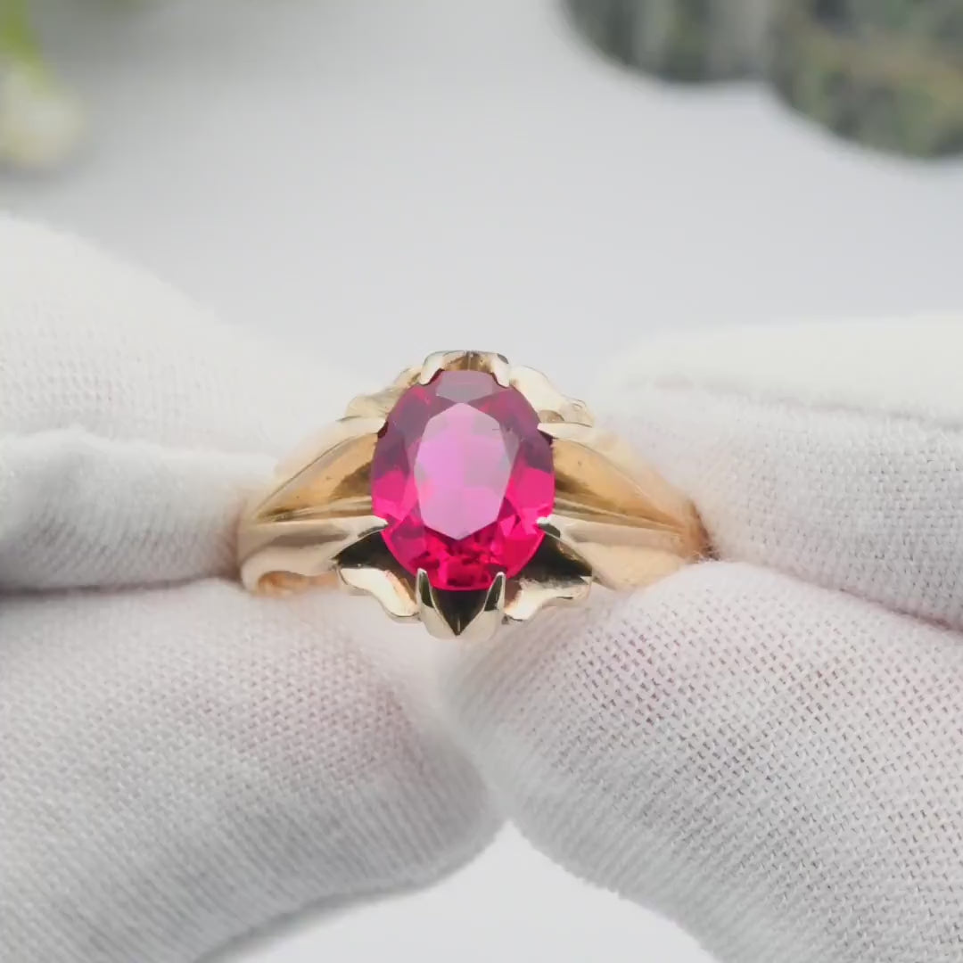 Vintage 9ct Gold Ruby Signet Ring