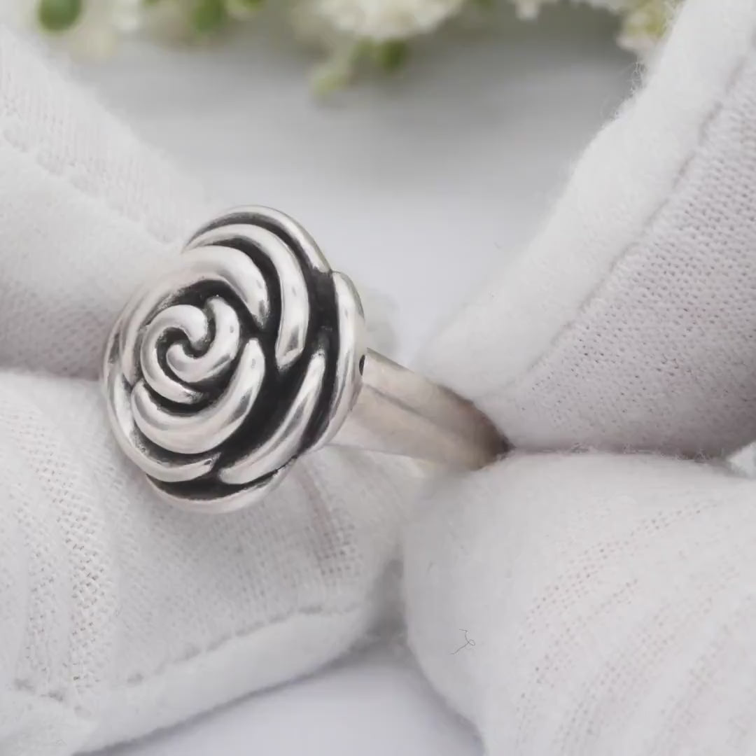 Vintage Sterling Silver Rose Ring