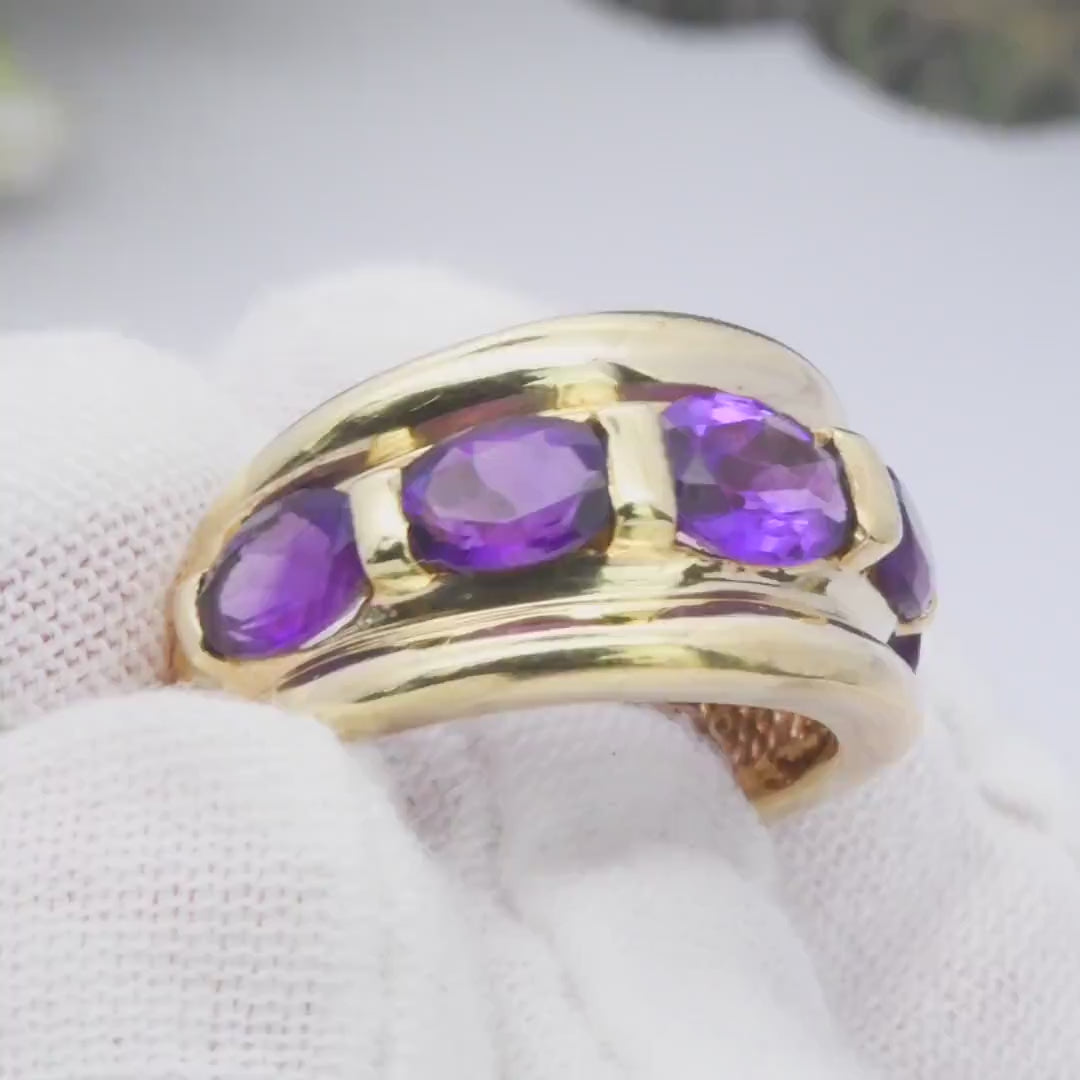 Chunky 9ct Gold Amethyst Ring