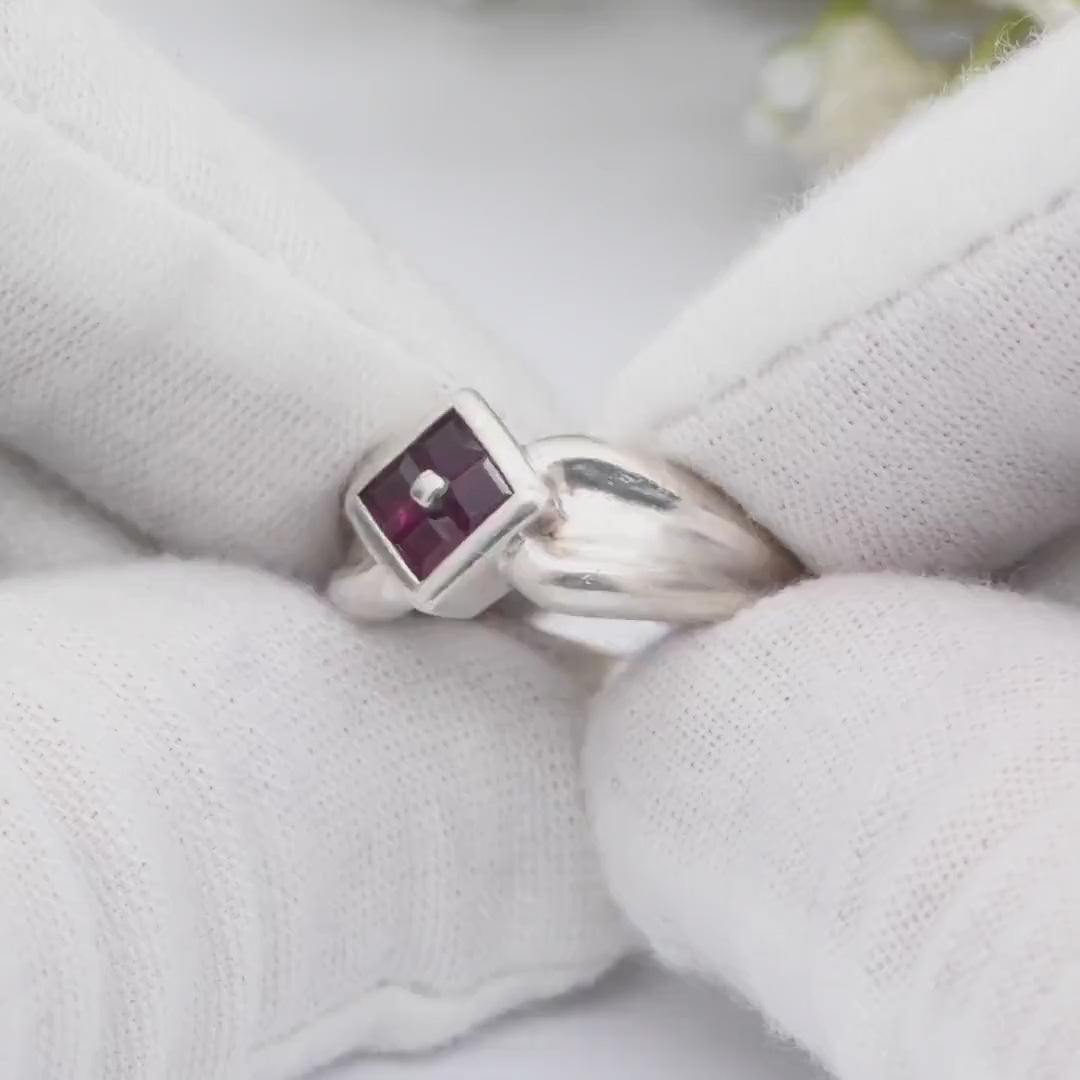 Vintage Sterling Silver Ruby Ring